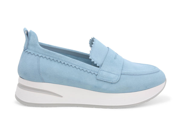 Melluso Mocassini Primavera Estate con Zeppina tomaia Pelle azzurro R20079-222179